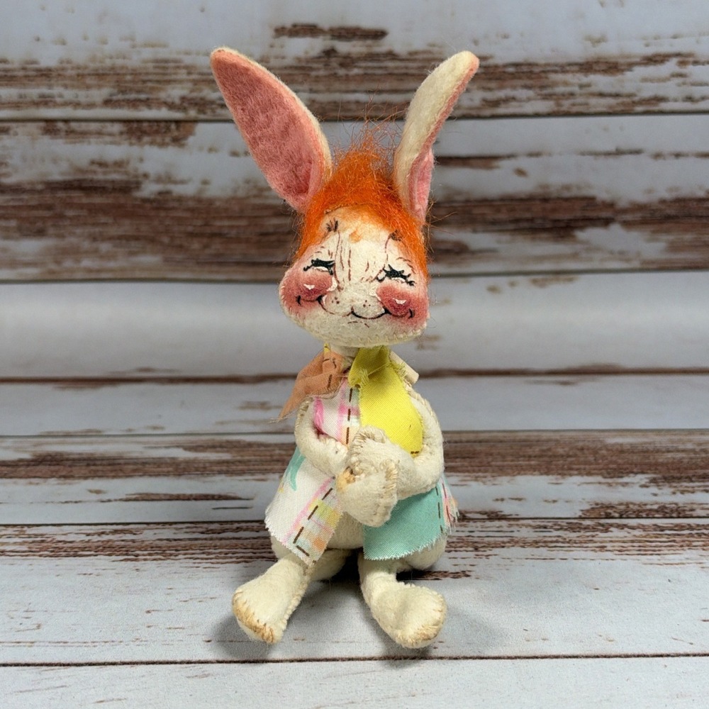 VTG 1971 Annalee Mobilitee Doll 7" Poseable Felt Easter Bunny Rabbit Meredith